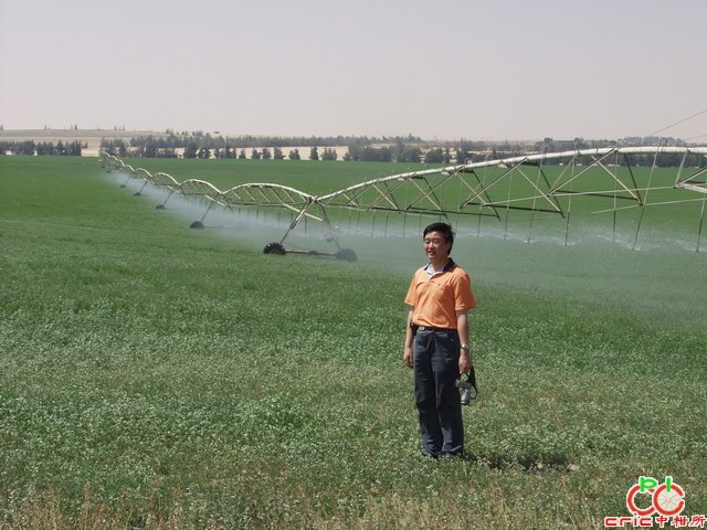 图8、张文主任考察埃及Dina农场喷灌技术